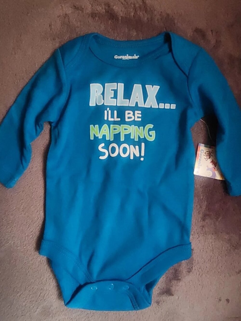 Garanimals "Relax...I'll be napping soon" 1 Piece Creeper Body Suit NEW 0-3 M